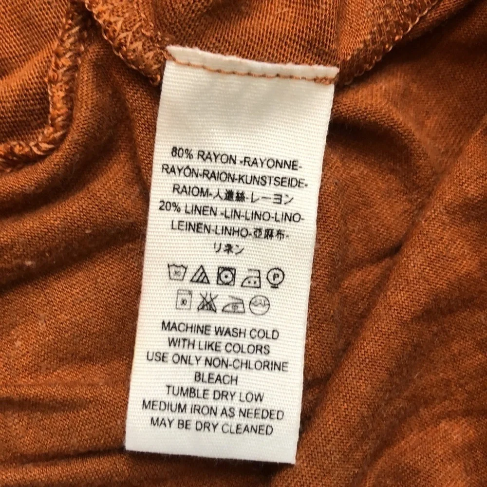 Free People Tiered Keyhole Boho Rayon Blend Long Sleeve Dress Rust Size XS